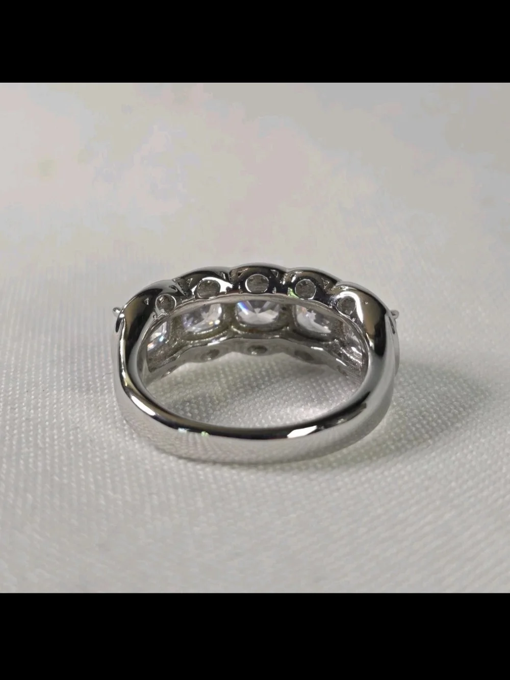 Italo 5 Stone White Sapphire Ring 925 Sterling Silver Size 6.5 New in Box